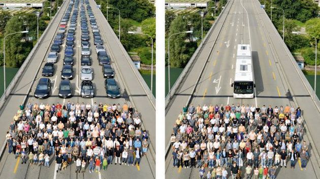 Auto vs Trasporto pubblico: Foto che non lasciano indifferenti